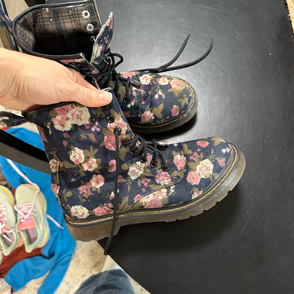 Floral knock off Doc Martens